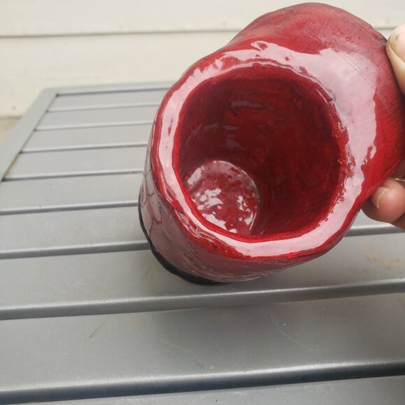 Handmade Hand Thrown Ceramic Glazed Kitsch Motor Cross Rider Helmet Planter Cup - Picture 7 of 9